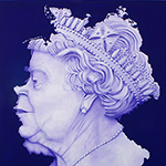 Elisabeth (Ersteklasse Briefmarke [First Class Stamp]) 2023 Oil on Map of Germany on board, 71 frame segments